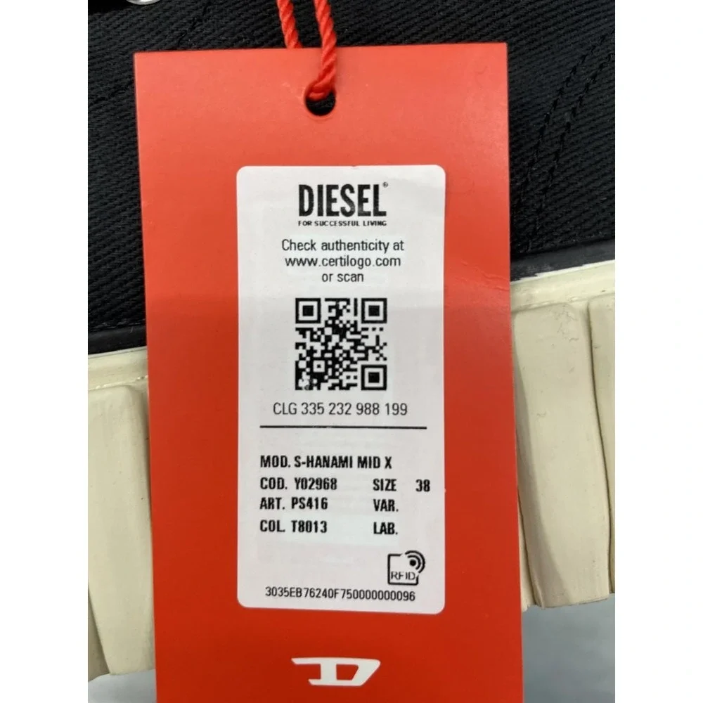 Diesel S-Hanami Mid X High Top Womens 38 US 7.5 Mens 6 Black Platform Shoes NWB‎